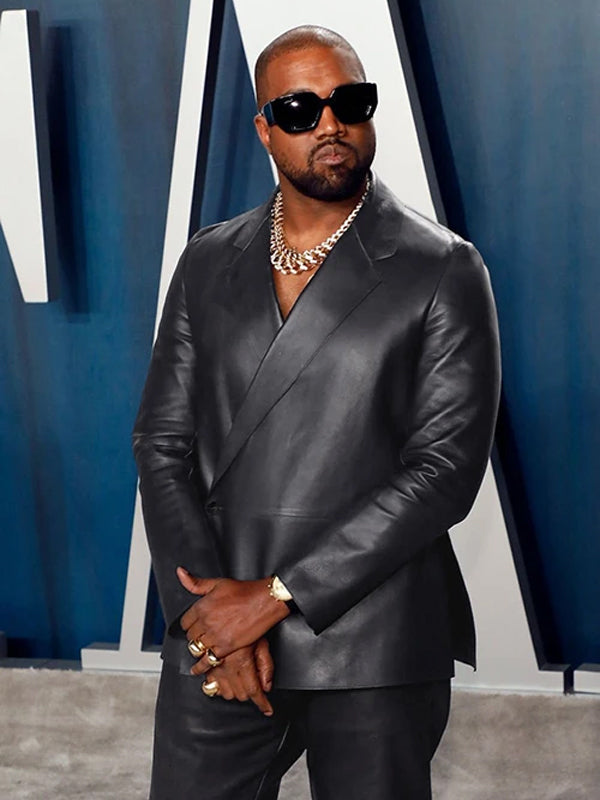Kanye West Kimono Wrap Black Leather Blazer