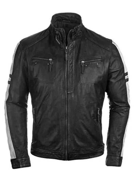 Cafe Racer Vintage Style Black Leather Jacket