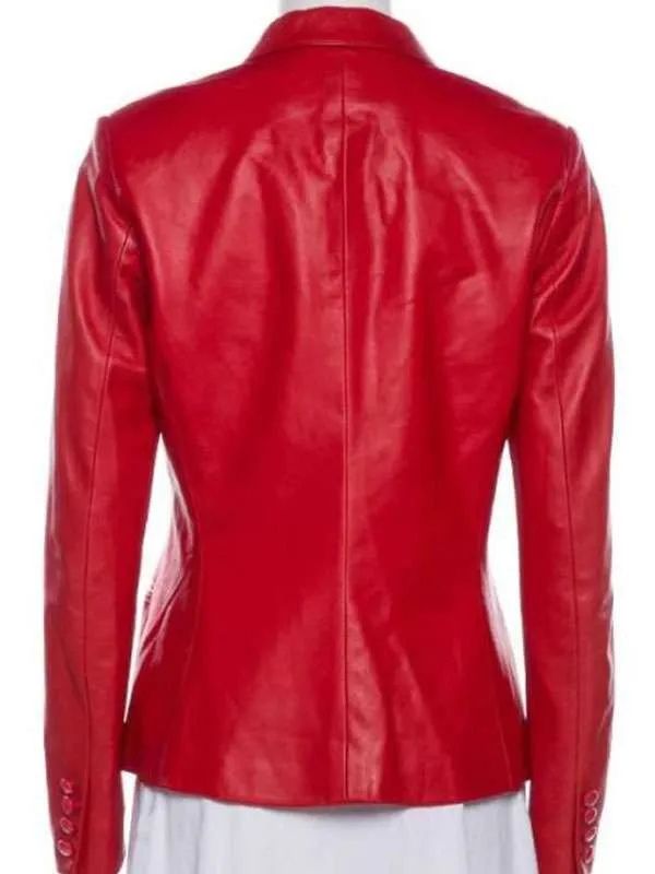 His and Hers Anna Andrews Red Leather Blazer