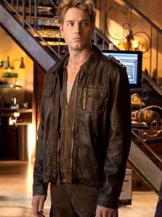 Justin Hartley Smallville S10 Black Leather Jacket