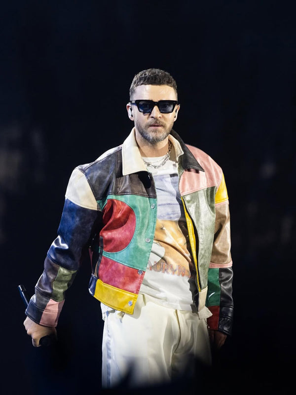 Justin Timberlake Lollapalooza Paris Color Block Leather Jacket