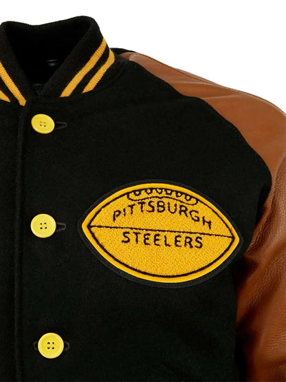 1955 Pittsburgh Steelers Black and Brown Varsity Jacket