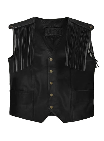 Barbie 2023 Ryan Gosling Black Fringe Leather Vest