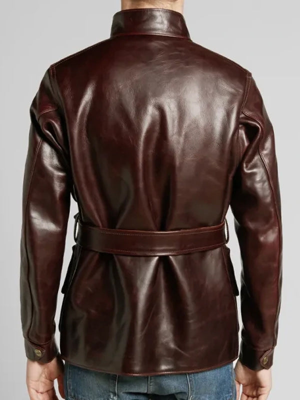 Barbour Triumph Braune Motorrad-Lederjacke