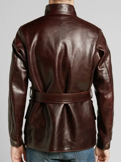 Barbour Triumph Braune Motorrad-Lederjacke