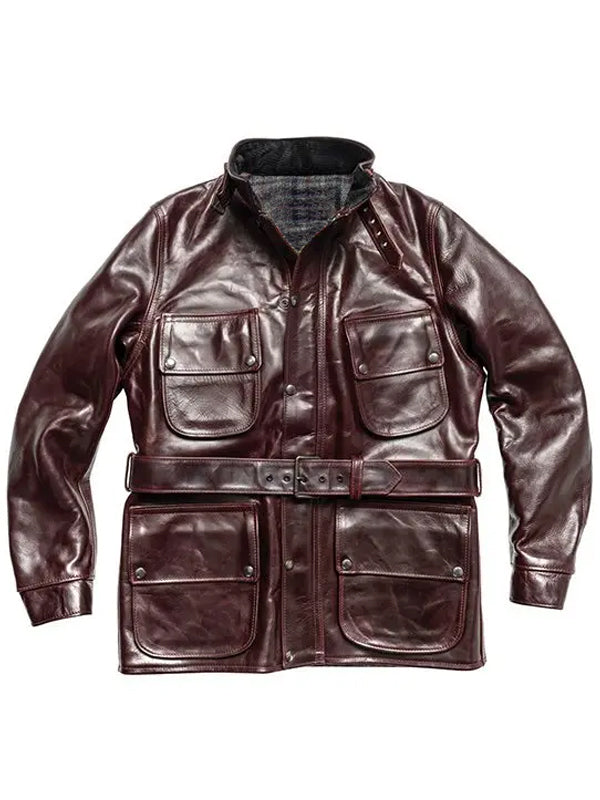 Barbour Triumph Braune Motorrad-Lederjacke