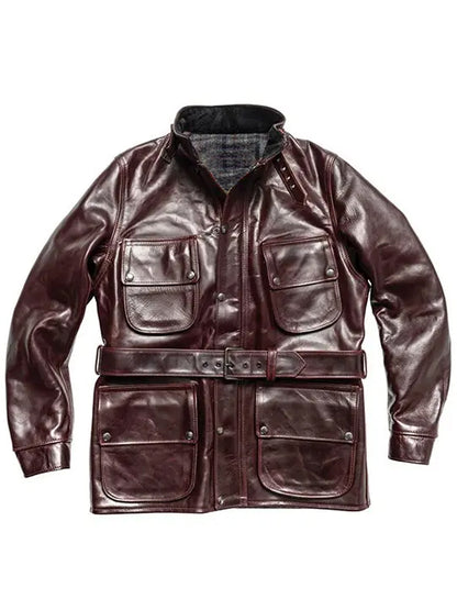 Barbour Triumph Braune Motorrad-Lederjacke
