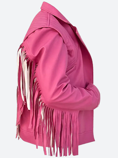 A Minecraft Movie 2025 Jason Momoa Pink Leather Jacket
