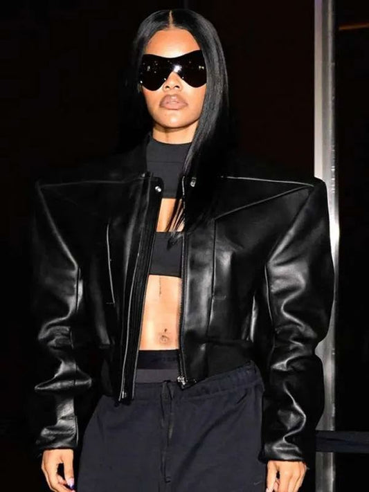 American Singer Teyana Taylor Black Bomber Leather Jacket