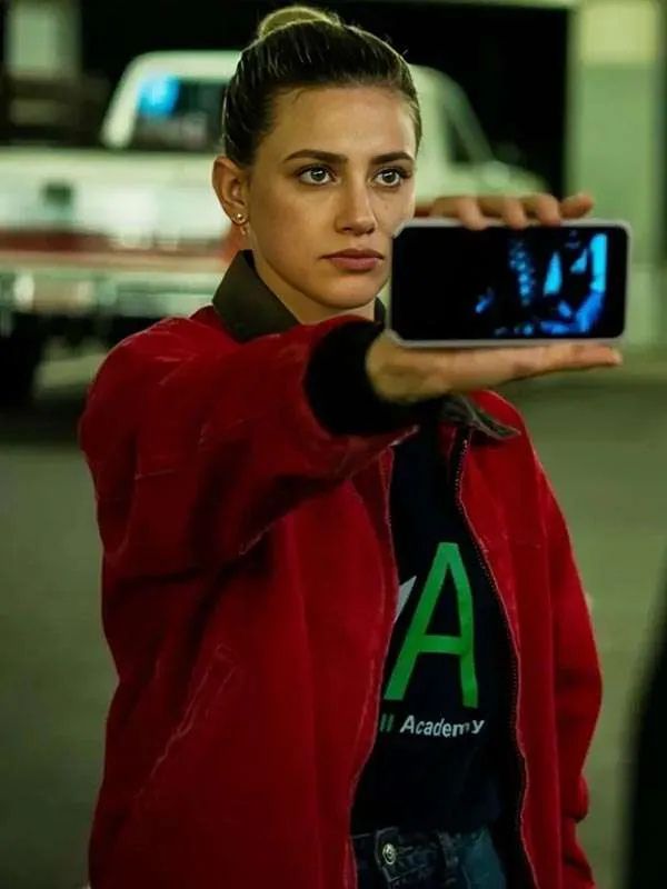 American Sweatshop Lili Reinhart Red Bomber Jacket