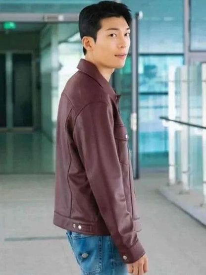 Bad and Crazy Wi Ha-joon Maroon Leather Jacket