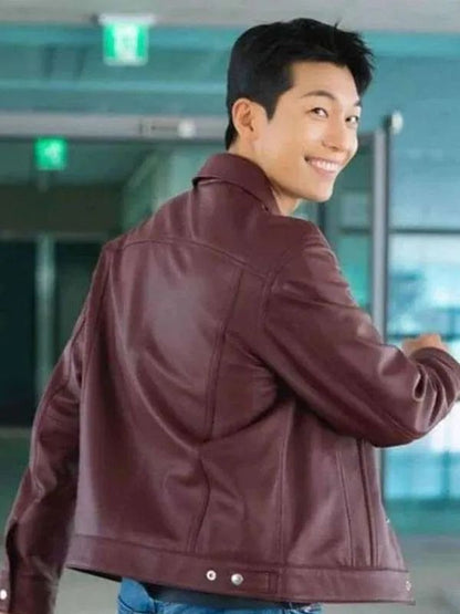 Bad and Crazy Wi Ha-joon Maroon Leather Jacket