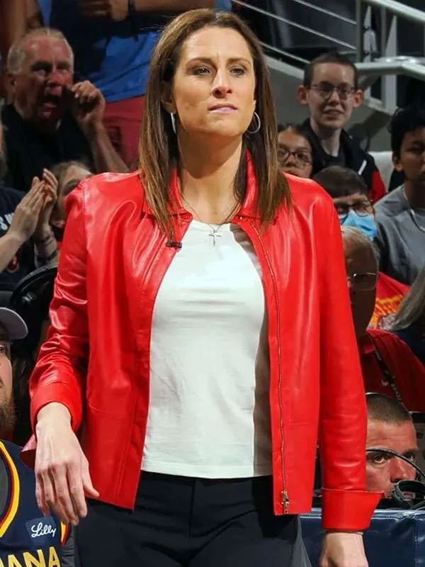 Basketball Coach Stephanie White Red Leather Jacket