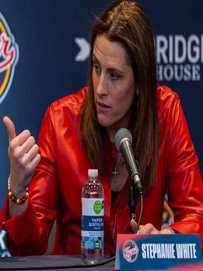 Basketball Coach Stephanie White Red Leather Jacket