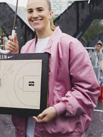 Basketball Player Sabrina Ionescu Pink Varsity Jacket