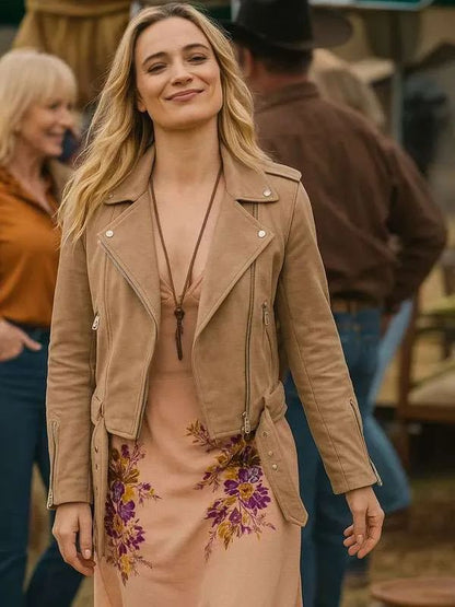 Bella Heathcote Tulsa King S03 Brown Suede Leather Jacket