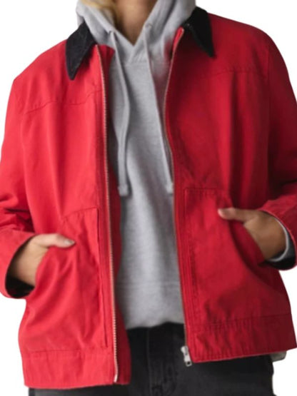 Carmen B. Sanchez Electric Bloom Red Cotton Jacket