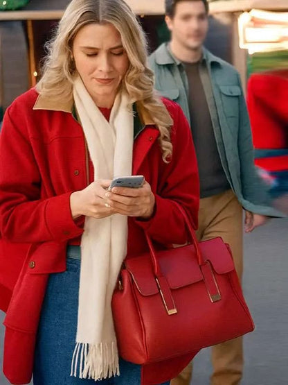Christmas on Every Page Rose Reid Red Wool Coat