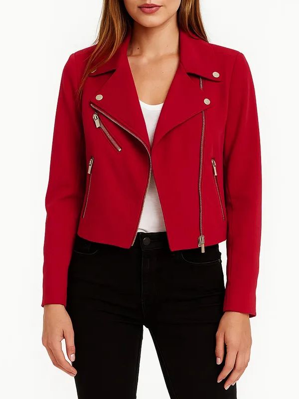 Emeraude Toubia Shadowhunters S02 Red Suede Leather Jacket