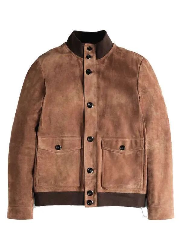 Emily in Paris S04 Eugenio Franceschini Brown Suede Leather Jacket
