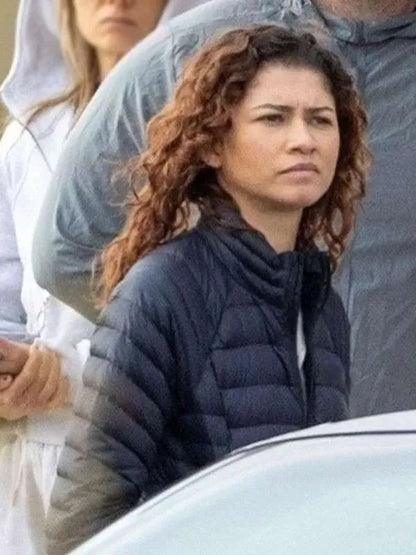 Euphoria S03 Zendaya Black Puffer Jacket