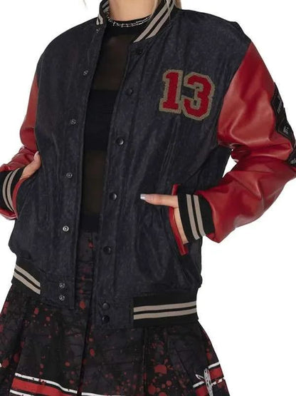 Friday the 13th Red and Black Varsity Jacket for Halloween