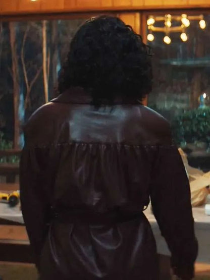 His and Hers Anna Andrews Brown Oversized Leather Jacket