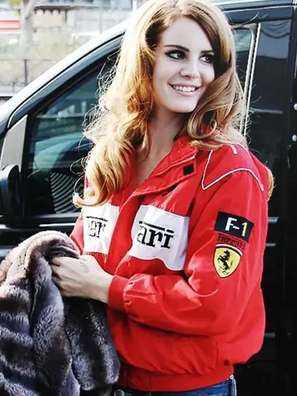  Lana Del Rey Ferrari Red Bomber Jacket