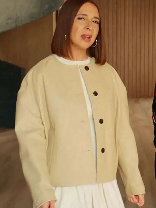 Loot S03 Maya Rudolph Beige Leather Jacket