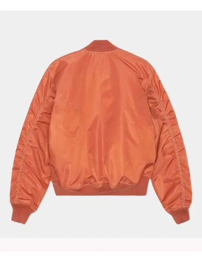 Margo’s Got Money Troubles Elle Fanning Orange Bomber Jacket