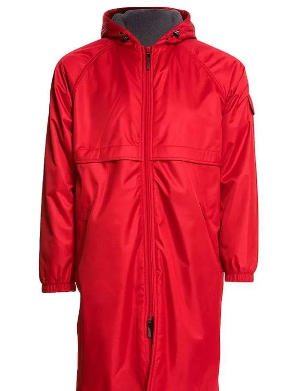 Milly Alcock New York City Red Hooded Coat