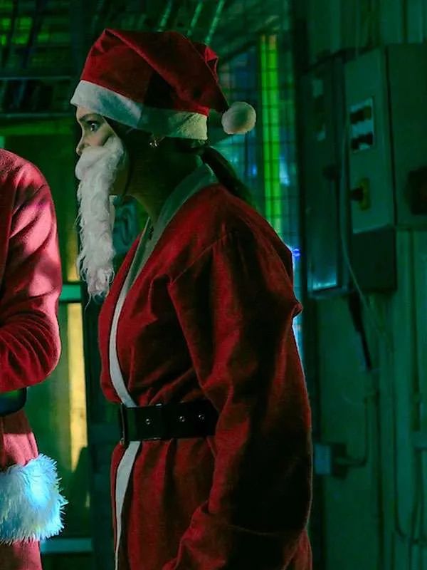 Olivia Holt Jingle Bell Heist Christmas Red Velvet Santa Coat