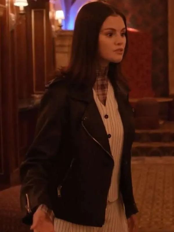 Only Murders in the Building S05 Selena Gomez Black Biker Leather Jacket