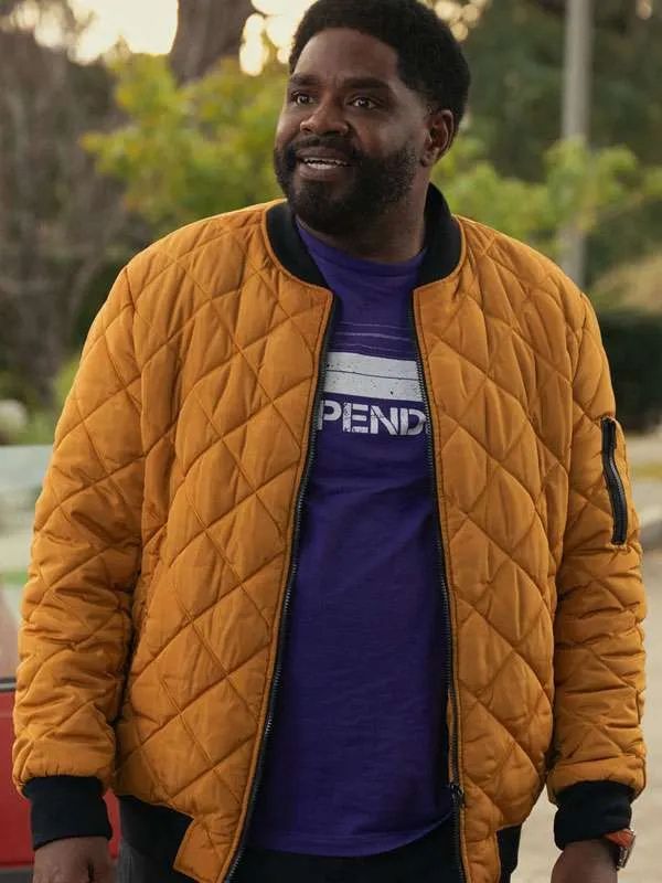 Ron Funches Loot S03 Yellow Quilted Bomber Jacket