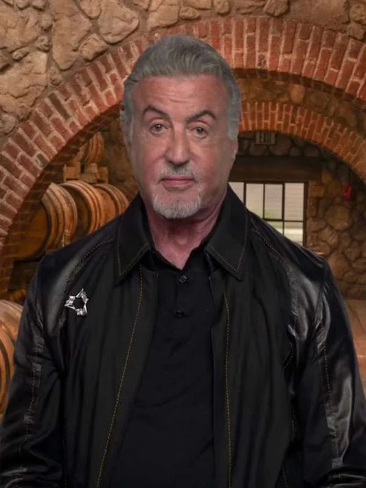 Sylvester Stallone Tulsa King S03 Black Leather Jacket