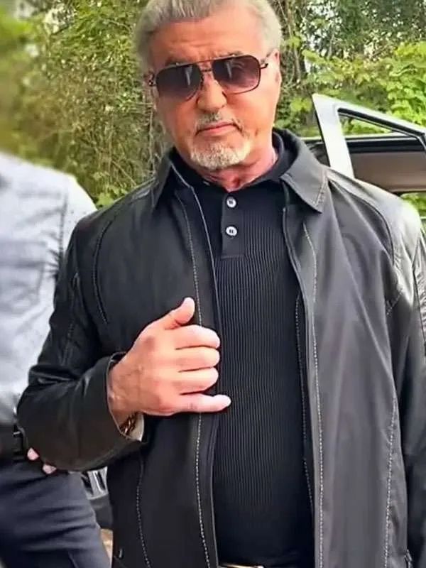 Sylvester Stallone Tulsa King S03 Black Leather Jacket